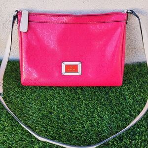 Guess Vibrant Red Faux Leather Logo Embossed Crossbody Bag
